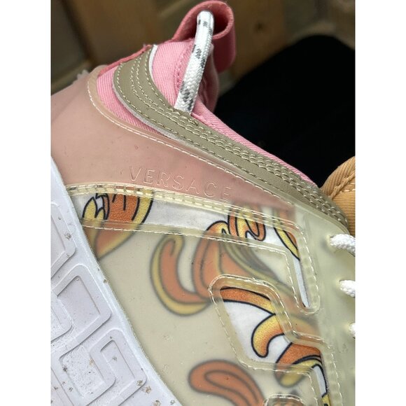 Versace Chain Reaction Sneakers EU37 US7 Pink/Beige Baroque Design Womens Shoes - Picture 5 of 12